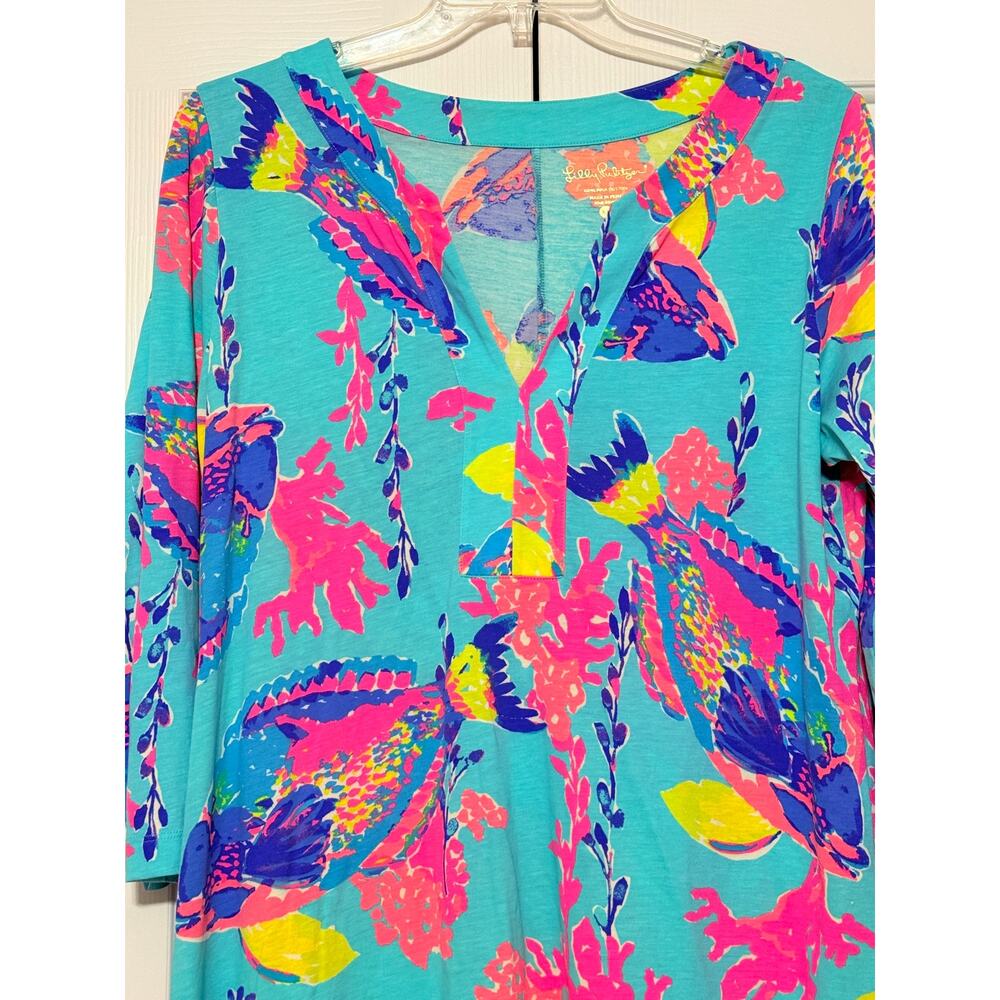Lilly Pulitzer Riva Dress Shorely Blue Sandstorm, Size XL - Picture 4 of 7